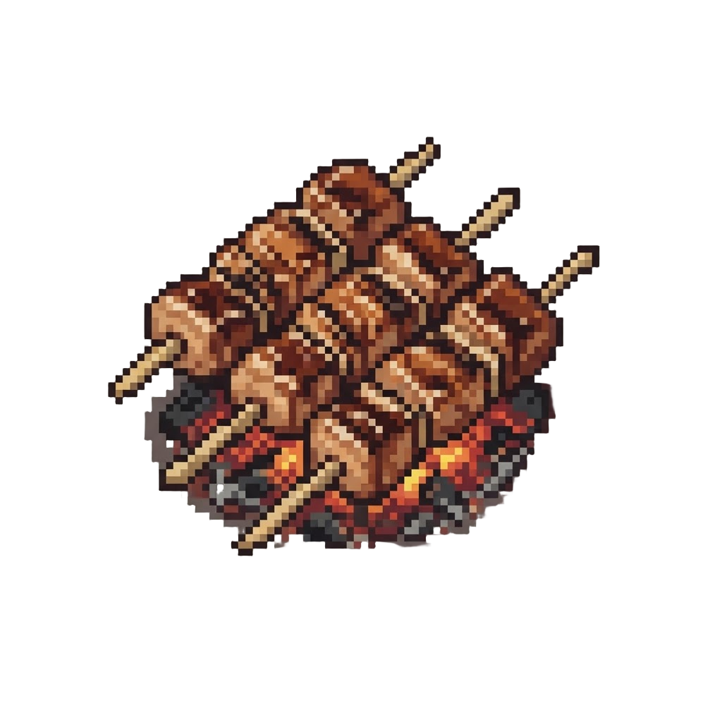 Smoky Glazed Yakitori Skewers Glistening Over Charcoal Embers