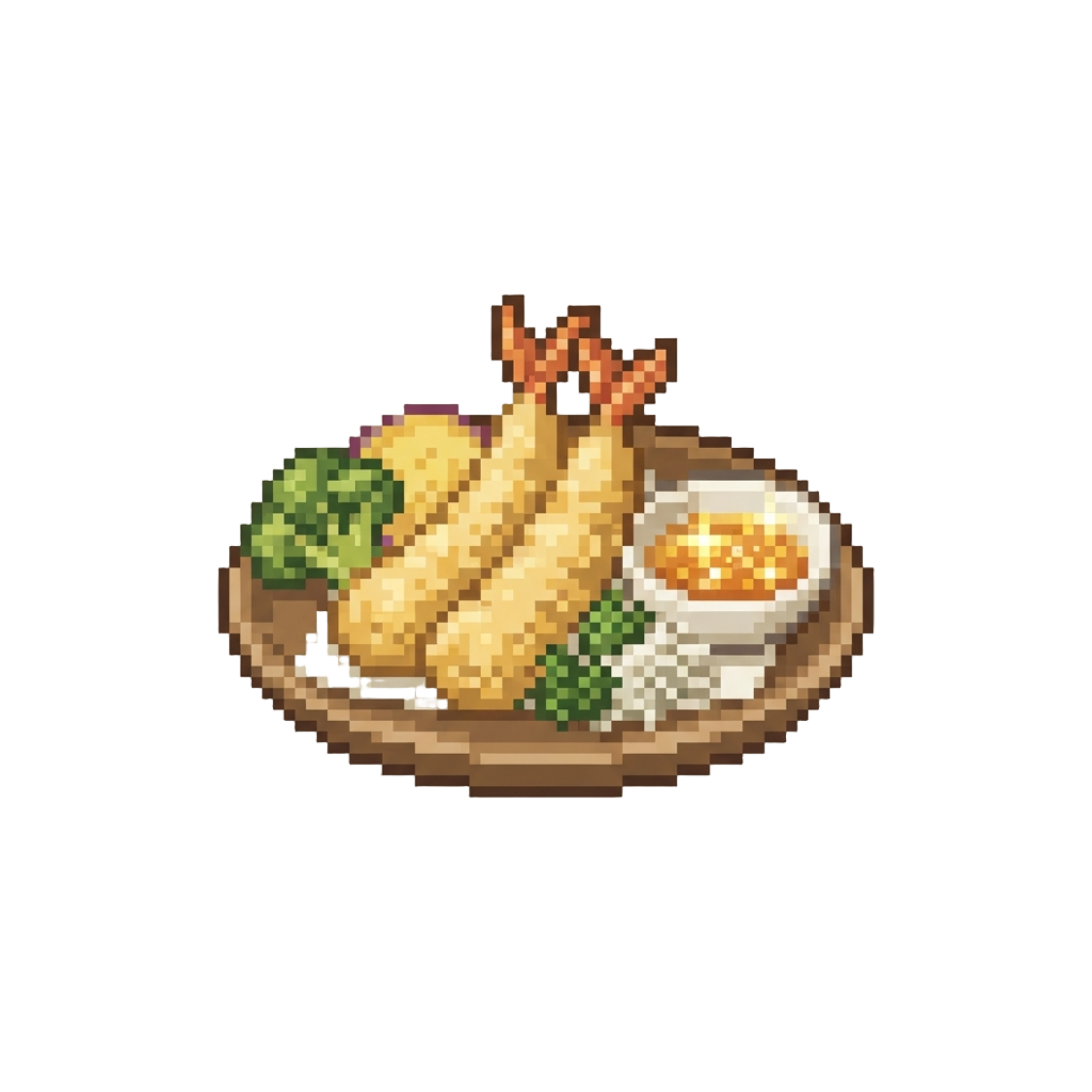 Lightly Battered Golden Tempura Platter with Sparkling Dipping Sauce