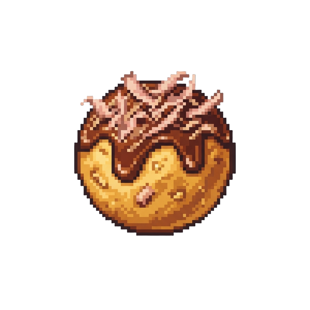 Crispy Golden Takoyaki Drizzled with Glossy Sauce and Waving Bonito Flakes