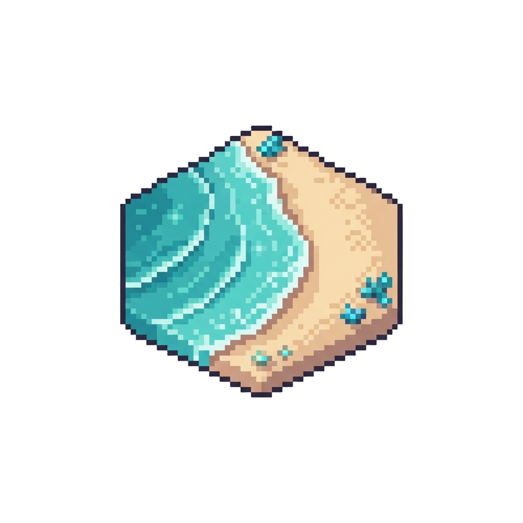 A Calm Alien Shoreline with Turquoise Waves
