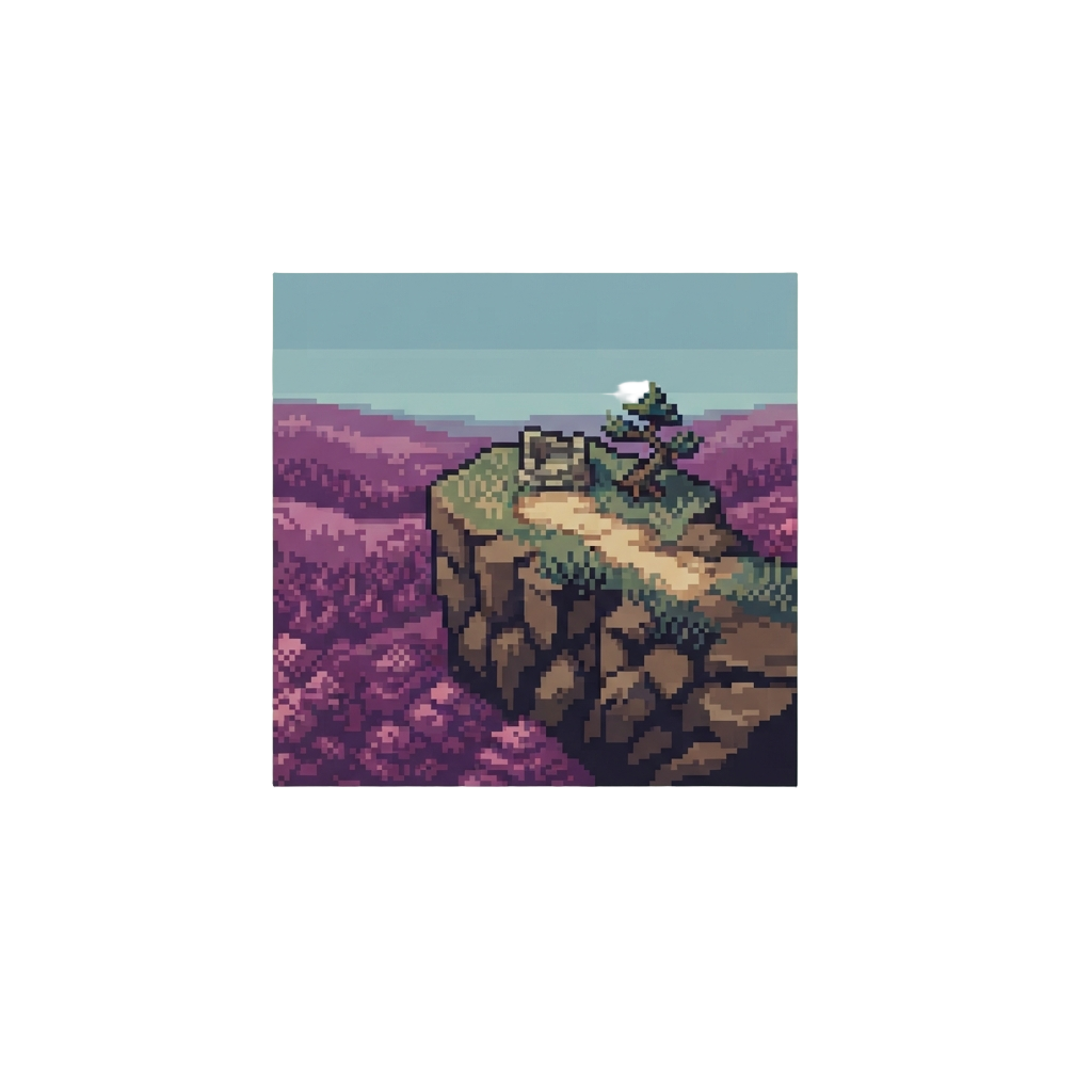 A Tranquil Cliff Top Overlooking Purple Forests