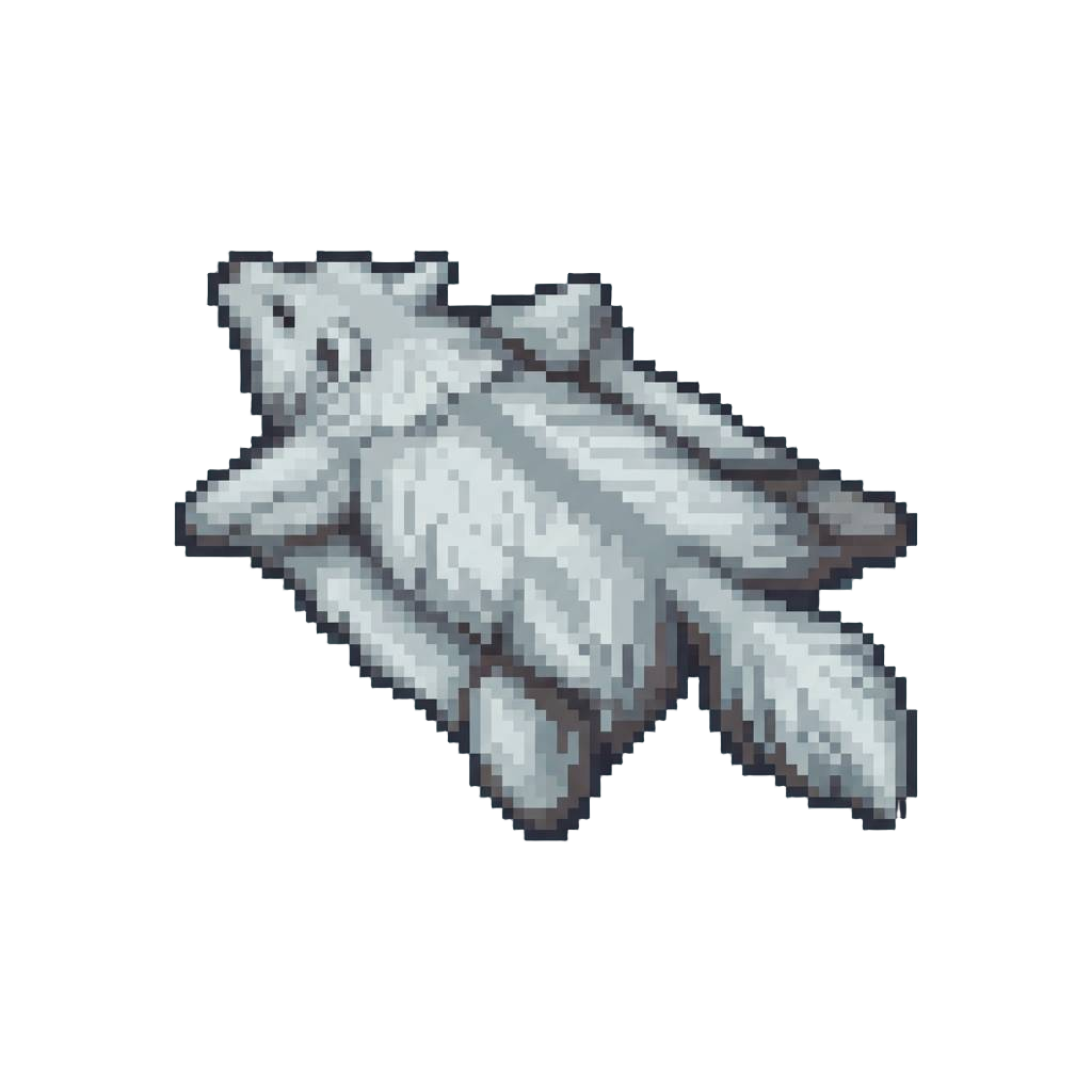 A Sleek Silver-white Arctic Wolf Pelt