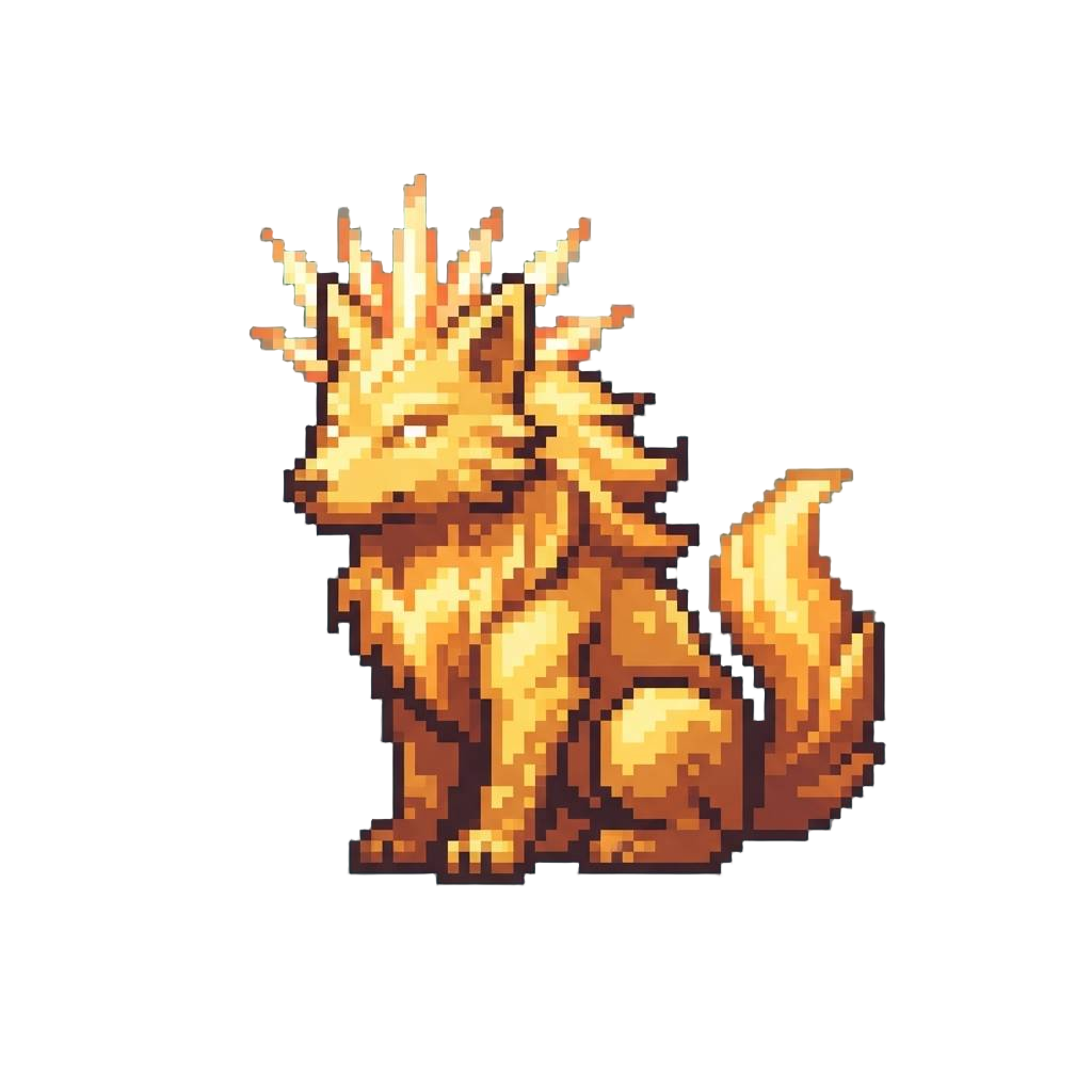 A Golden Sun-blazed Mythical Wolf with a Crown of Light Spikes