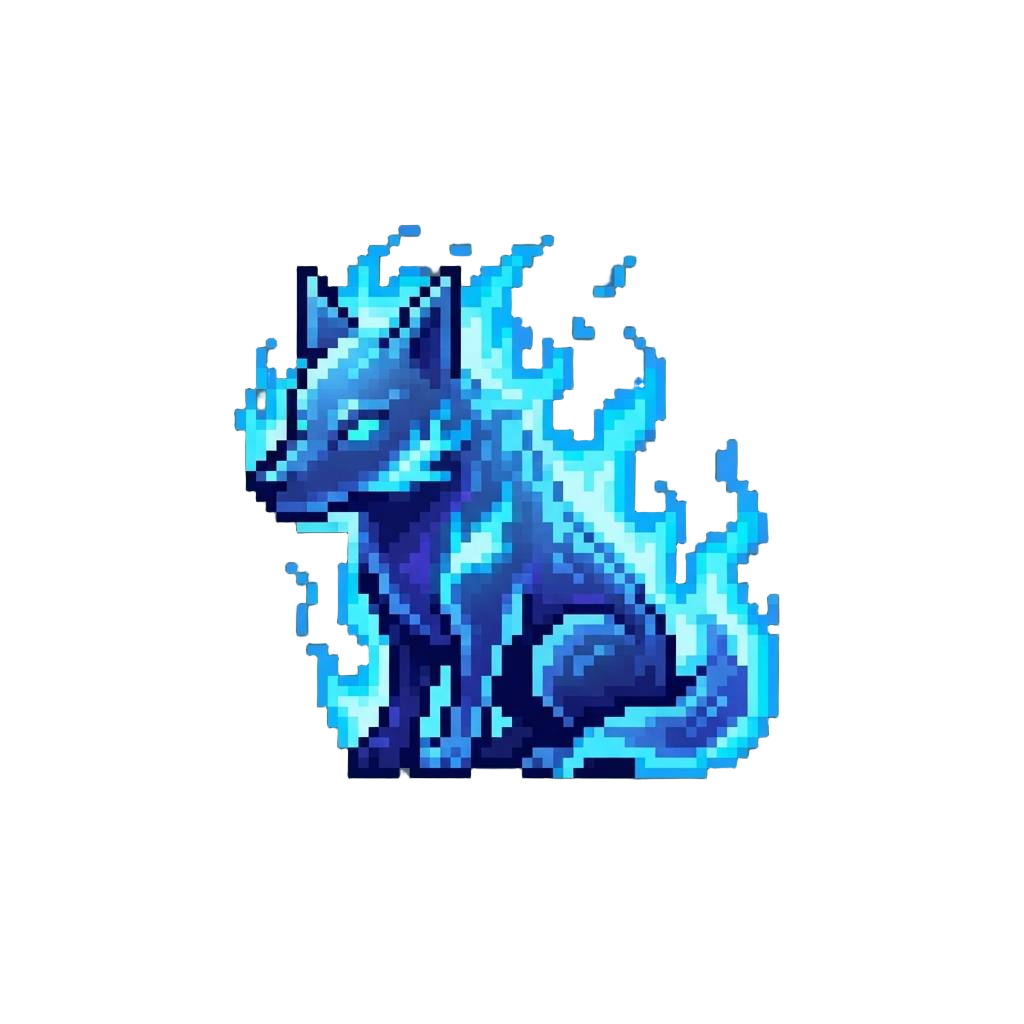 A Spectral Ghost-fire Mythical Wolf Enveloped in Blue Spirit Flames