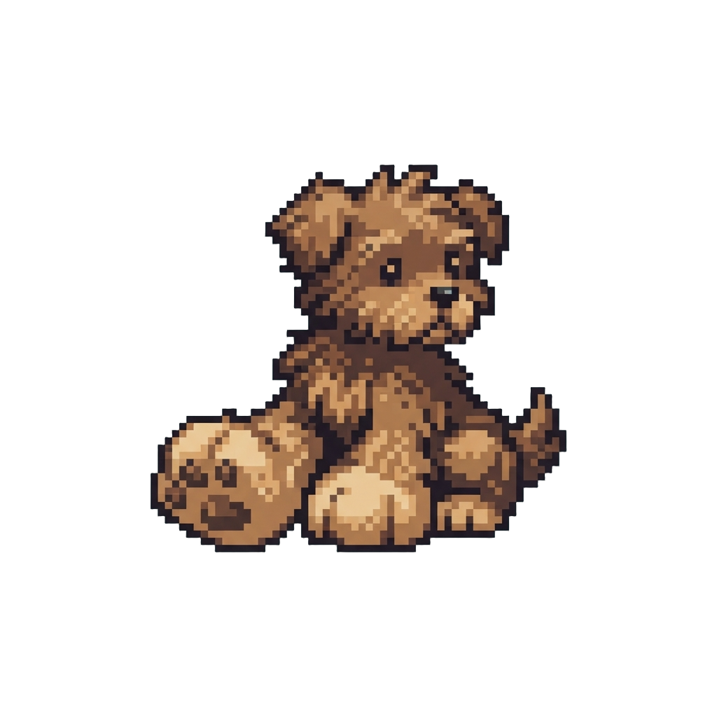 A Scrawny Fuzzball Pup with Giant Clumsy Paws