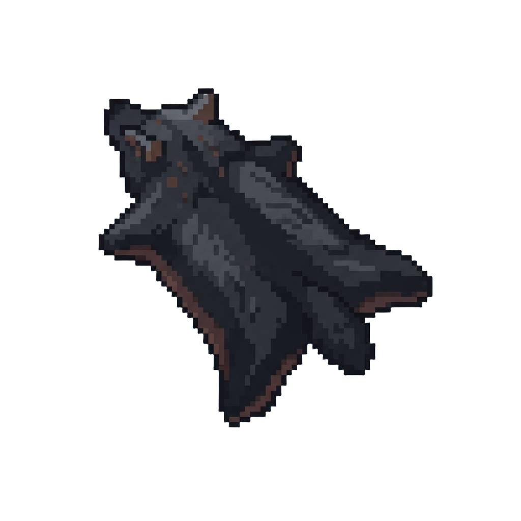 A Deep Charcoal-black Shadow Wolf Pelt