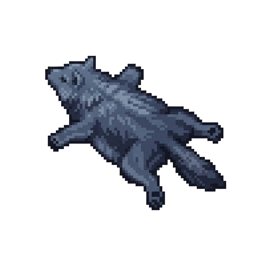 A Dark Midnight-navy Tinted Wolf Pelt