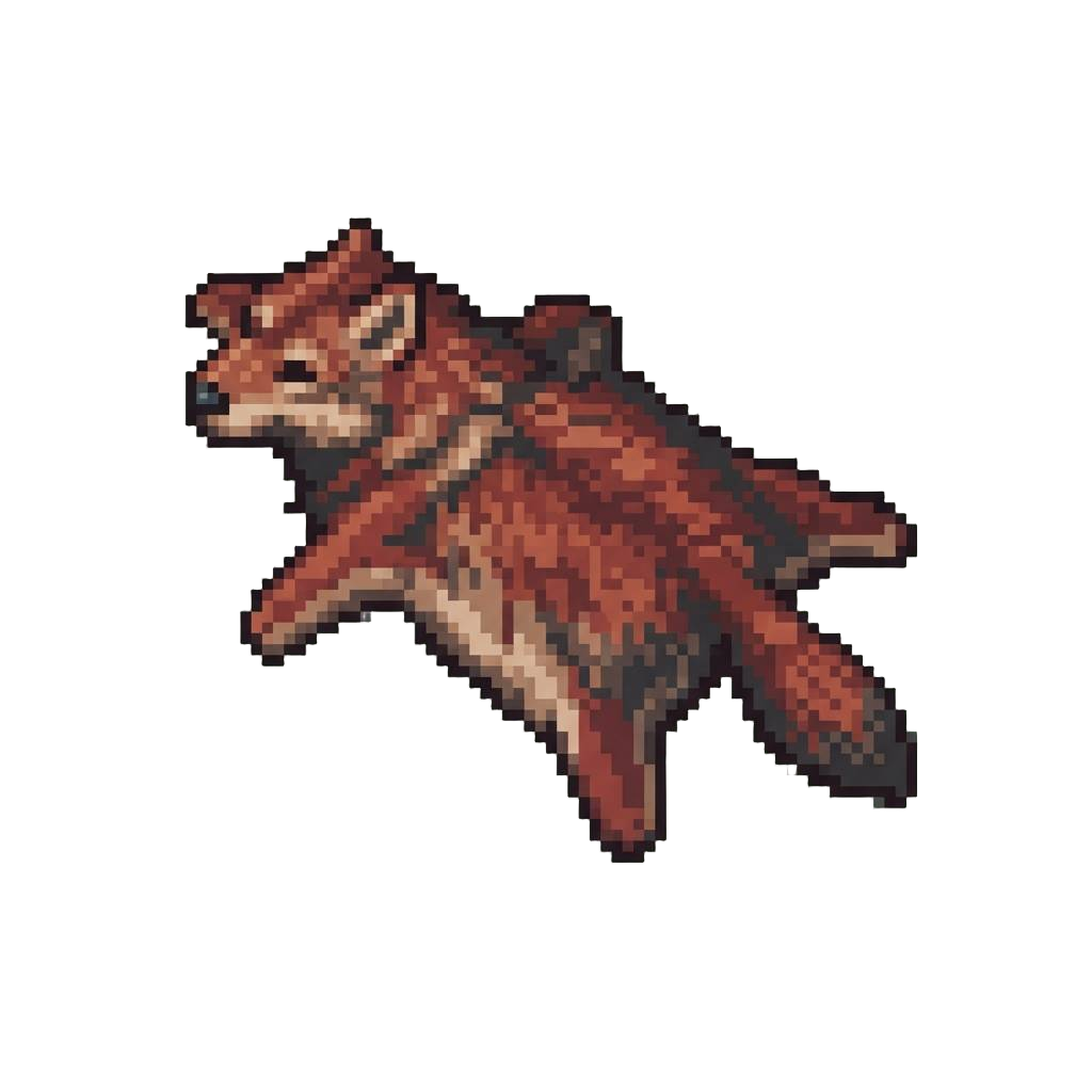 A Vibrant Rustic Crimson-brown Timber Wolf Pelt