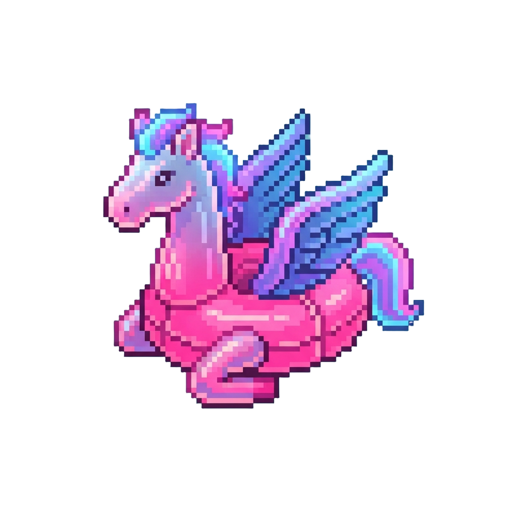 A Glowing Neon Pegasus Float