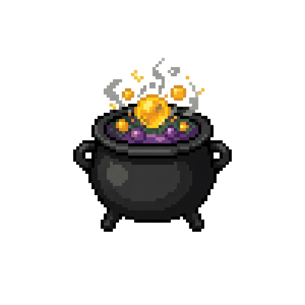 A Ominous Black Cauldron Bubbling Violently