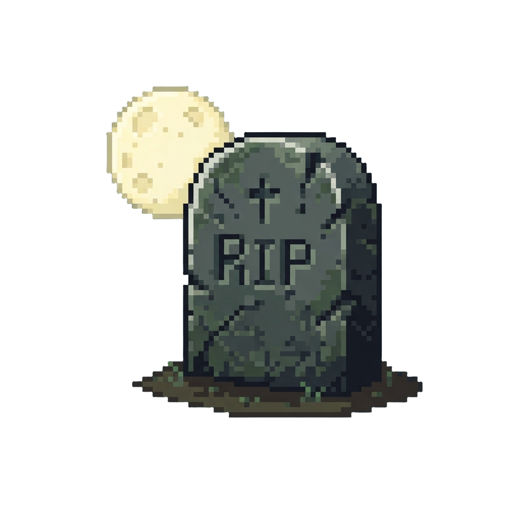 A Weathered Tombstone Under a Full Moon