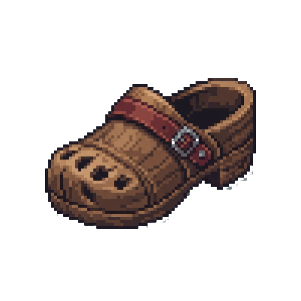A Wooden Shoes with Holes in the Toes
