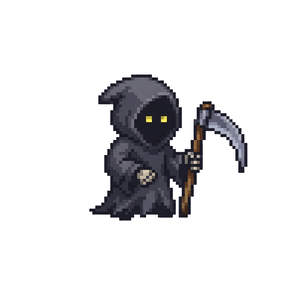 A Spooky Cartoon Grim Reaper with a Scythe