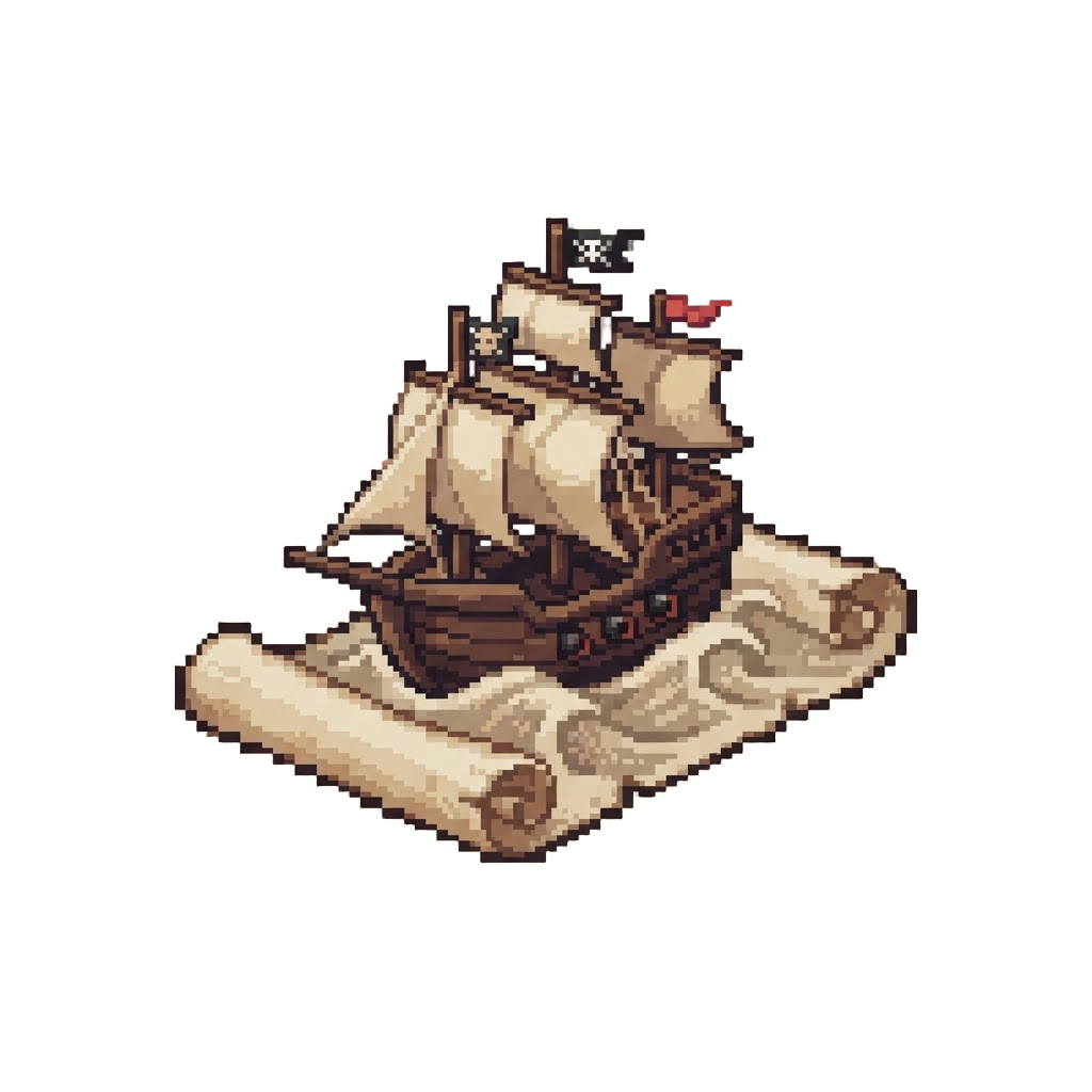 A Majestic Pirate Ship Sailing on Paper Waves Pop-up