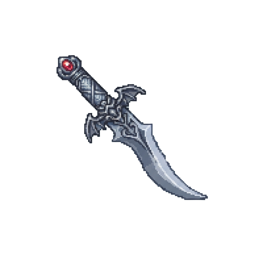 A Ornate Silver Vampire Fang Dagger