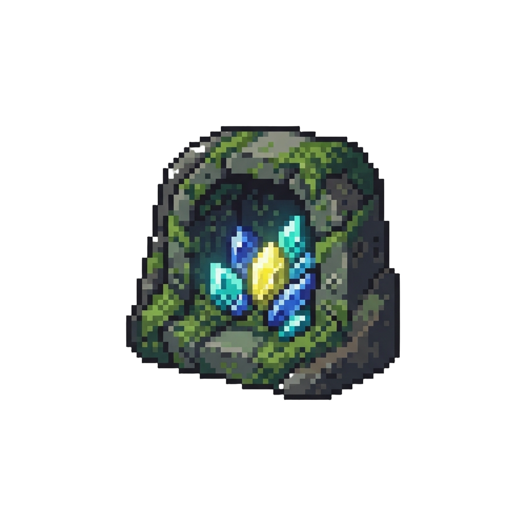 A Mossy Alcove of Glowing Gems