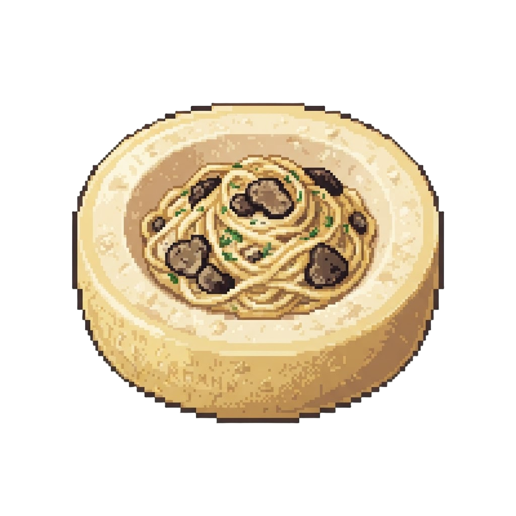 Truffle Mushroom Pasta in Parmesan Wheel