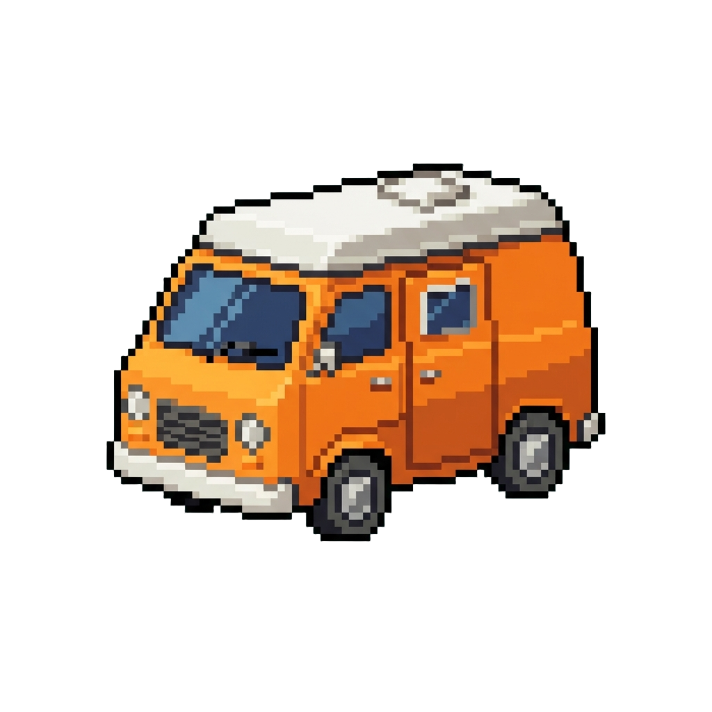 A Bright Orange Camper Van