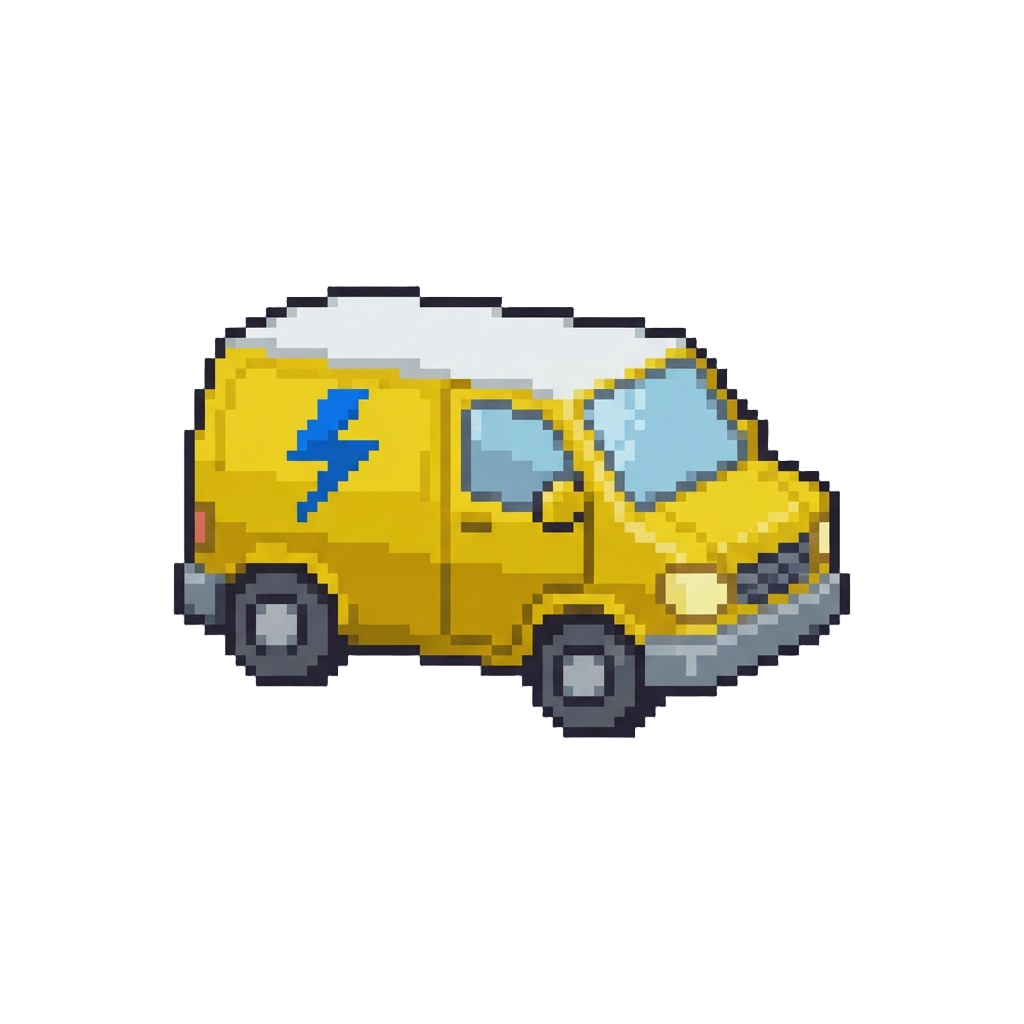 A Delivery Van with a Lightning Logo