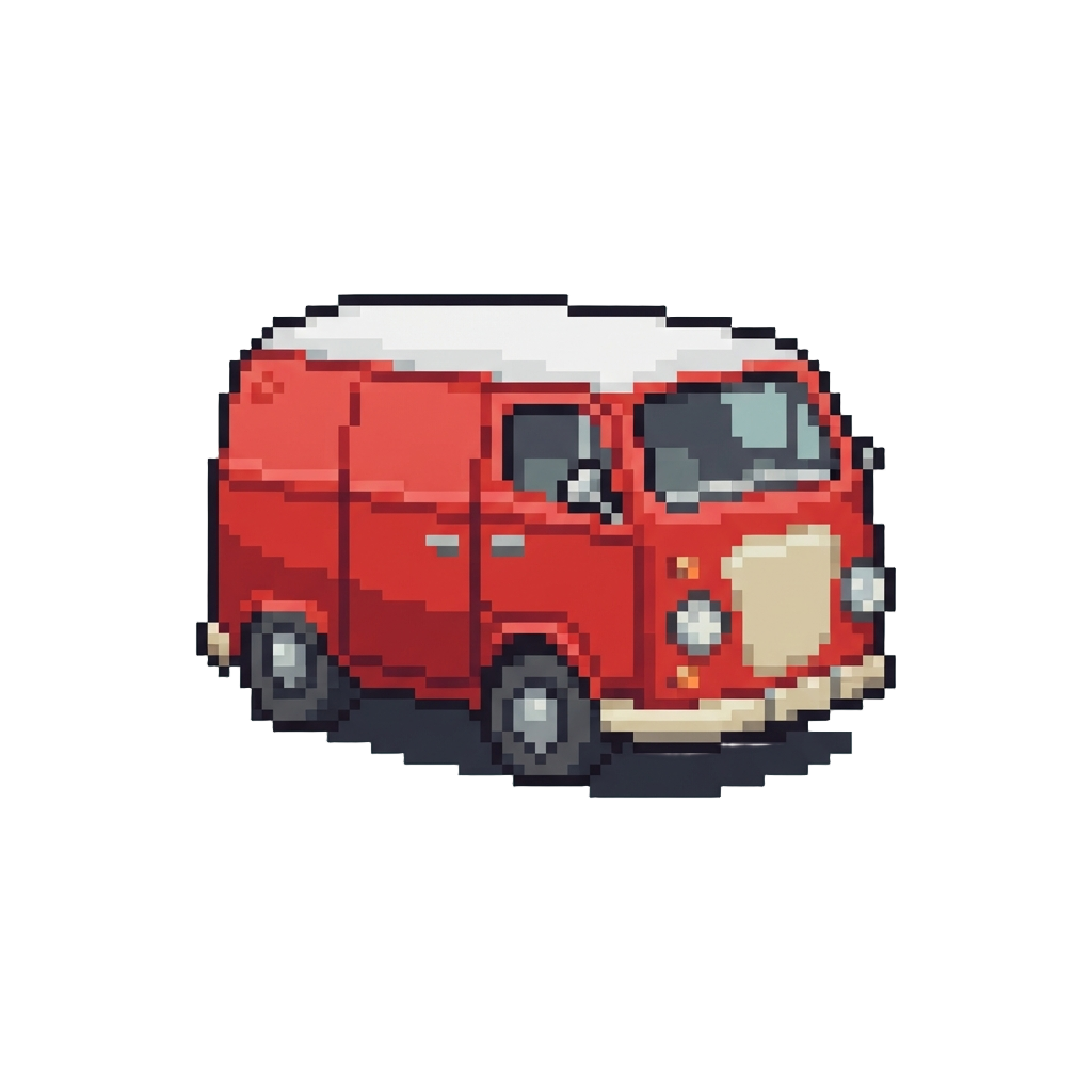 A Classic Red Vintage Van