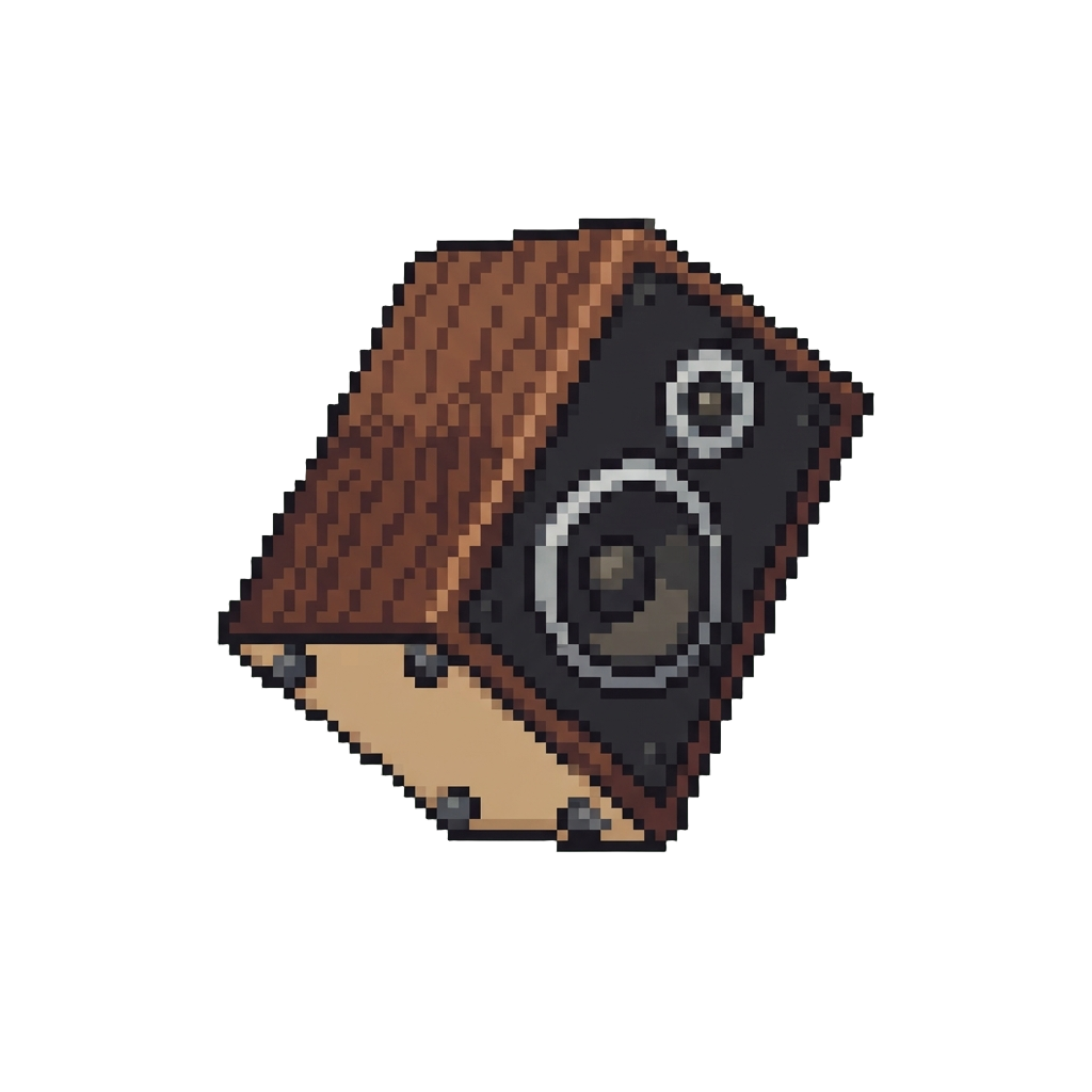 A Miniature Speaker Cabinet Toppling Over