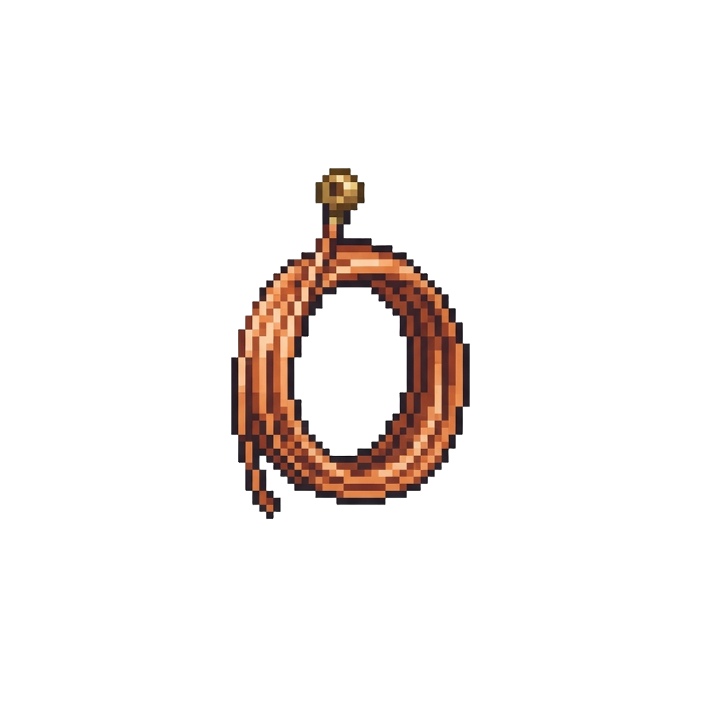 A Coiled Copper Guitar String Dangling