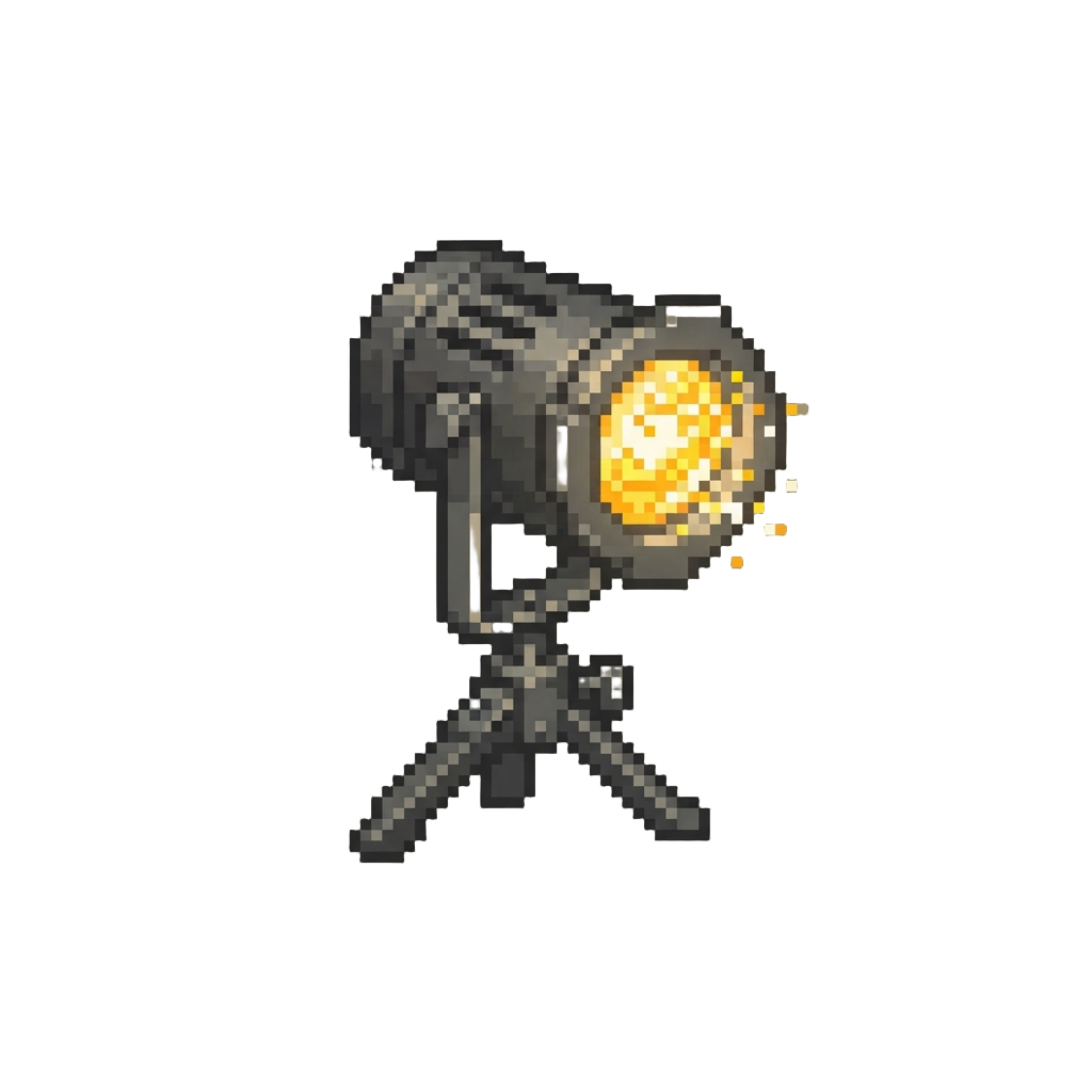 A Small Stage Spotlight Flickering and Tipping