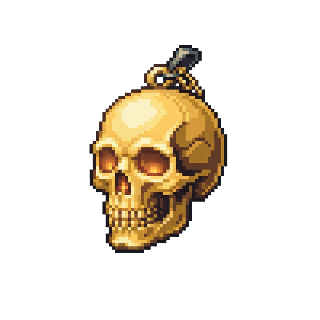 A Glowing Golden Miniature Skull Charm