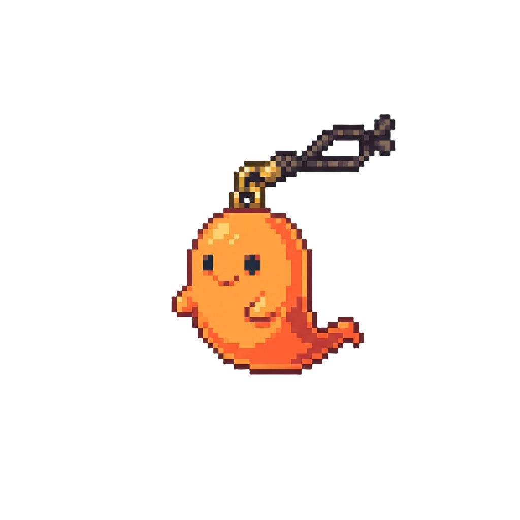 A Neon Orange Tiny Ghost Charm