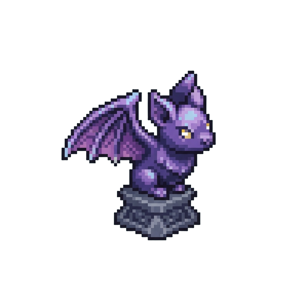 A Glittering Purple Bat Figurine