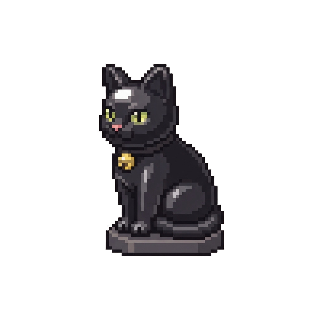 A Shiny Black Cat Figurine