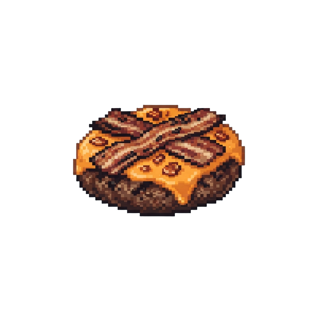 A Perfectly Melted Cheddar and Bacon Patty