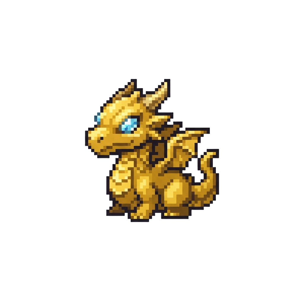 A Tiny Golden Dragon Figure with Crystal Eyes