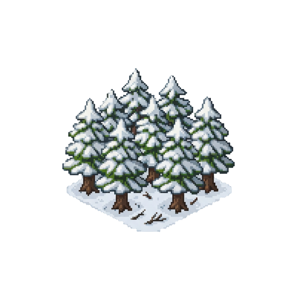 A Quiet Pine Forest Dusted in Fresh Powder Snow