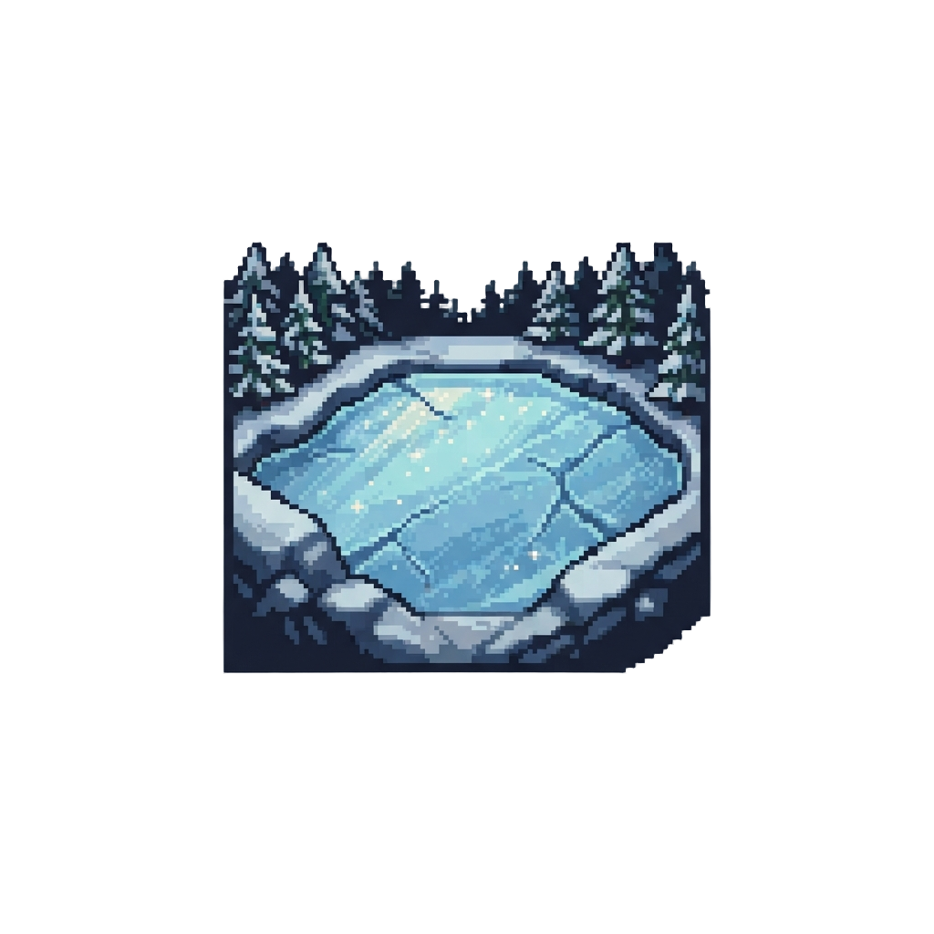 A Peaceful Frozen Lake Catching Silver Starlight