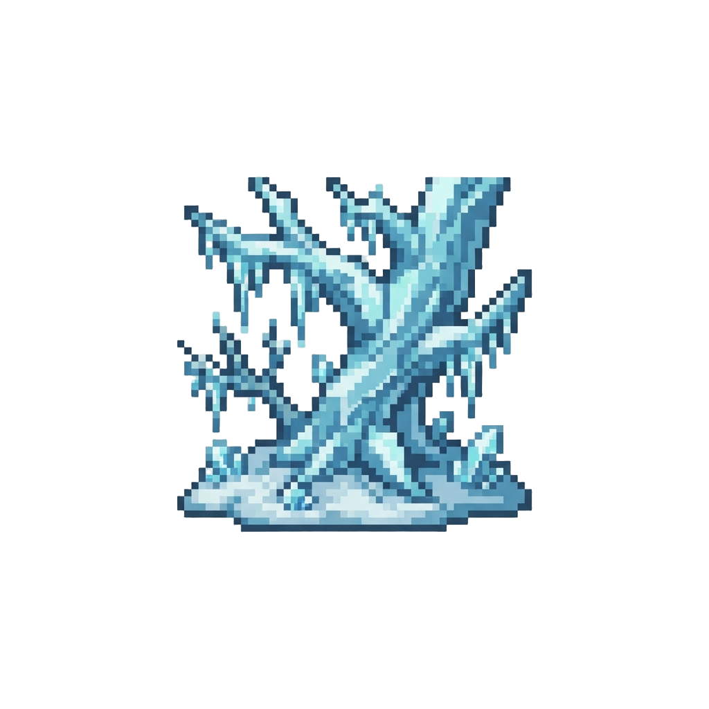 A Frozen Crystalline Forest with Glittering Icicles