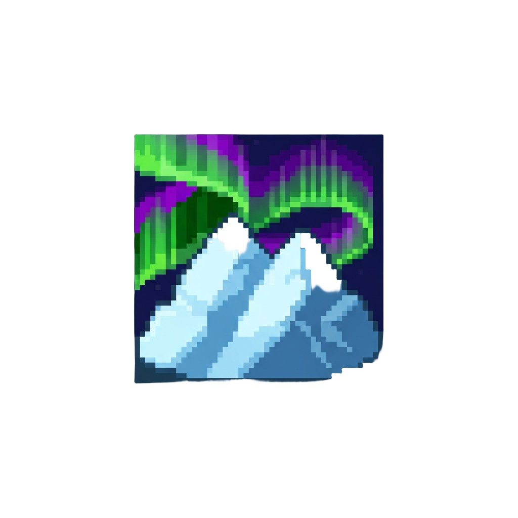 Glowing Green and Purple Northern Lights Over Glaciers