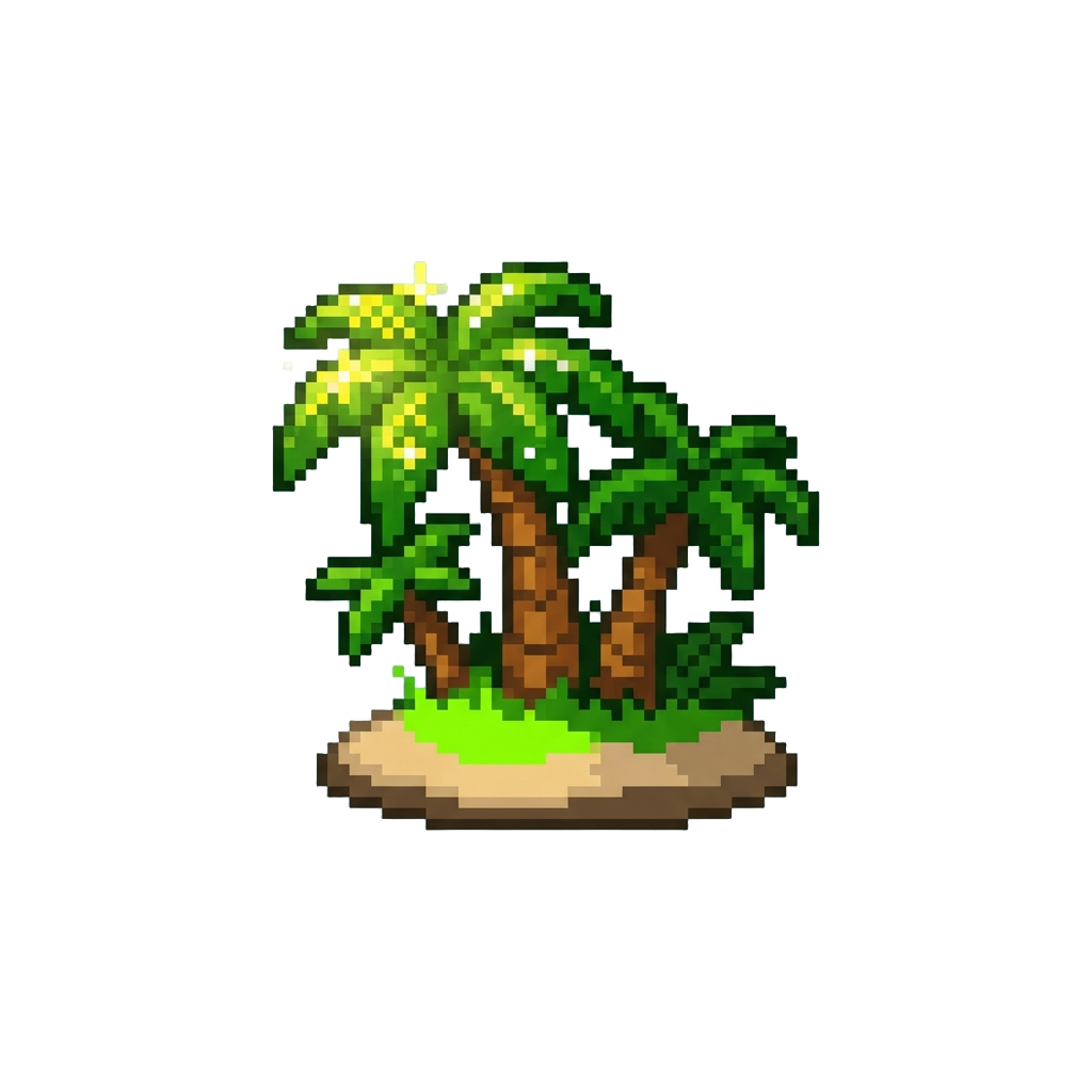 A Tropical Palm Grove with Sparkling Sunlight Sparkles