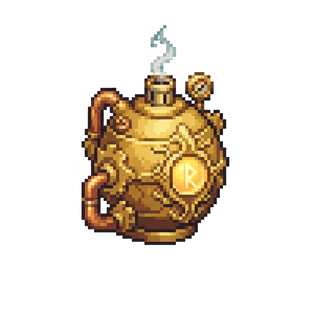 A Glowing Gold Steam Relic