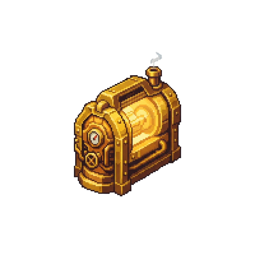 A Glowing Golden Steam Engine Core