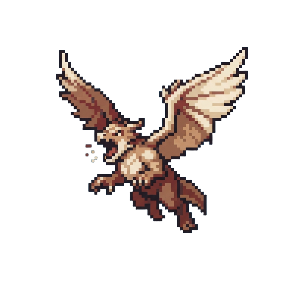 A Mighty Leap and Hovering Roar with Wings Flapping Strongly