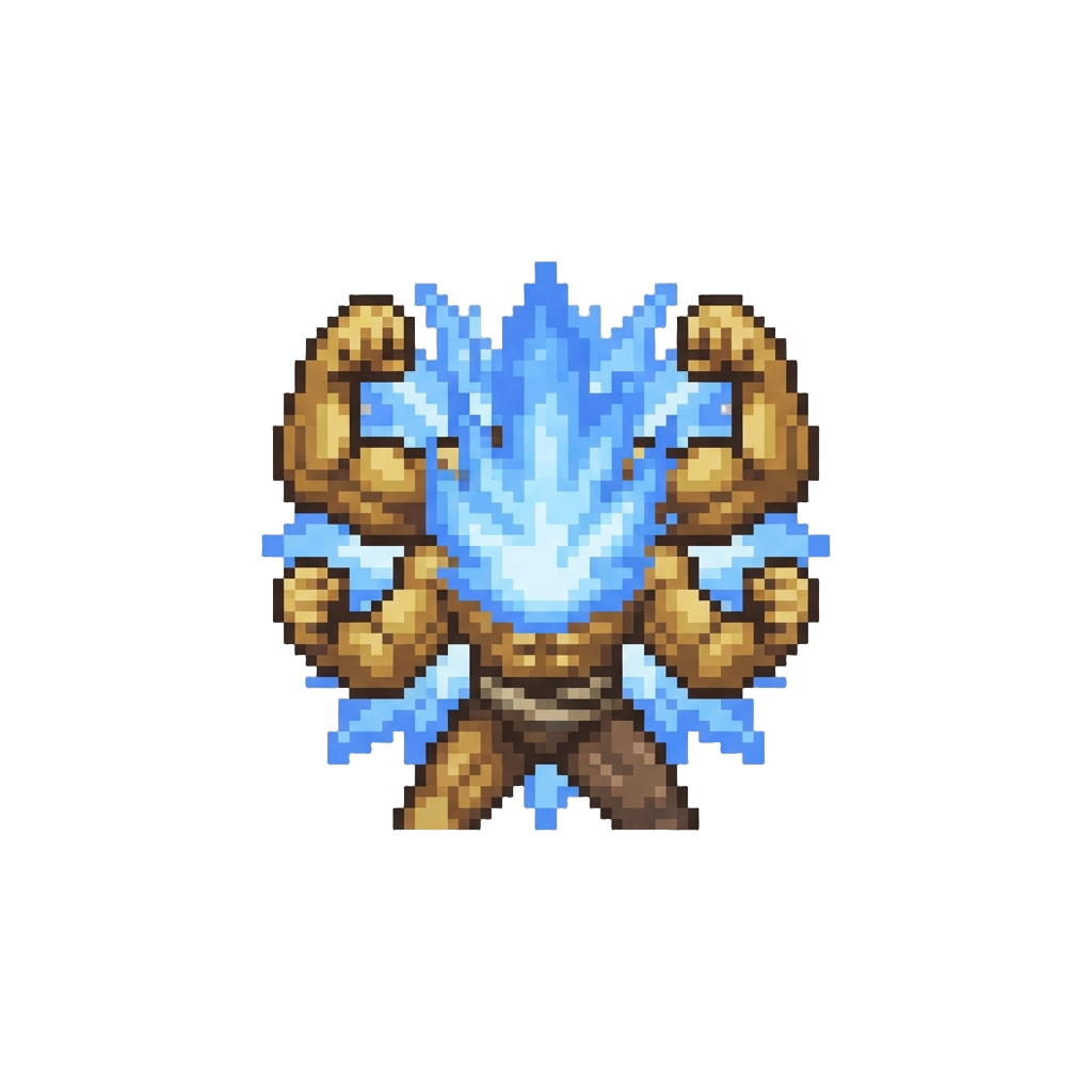 A Flex of All Four Arms While Unleashing a Burst of Blue Plasma Fire