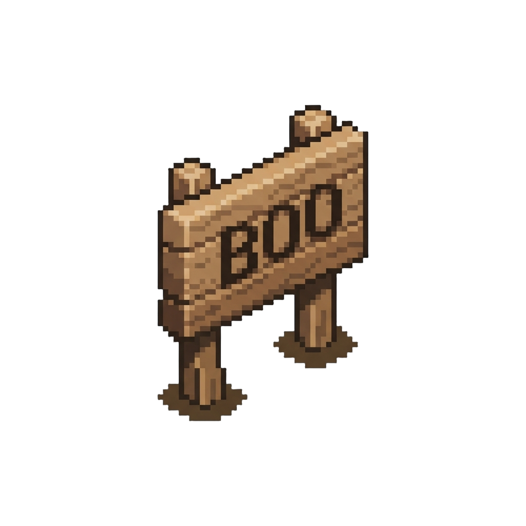 A Small Wooden Sign Saying 'boo'