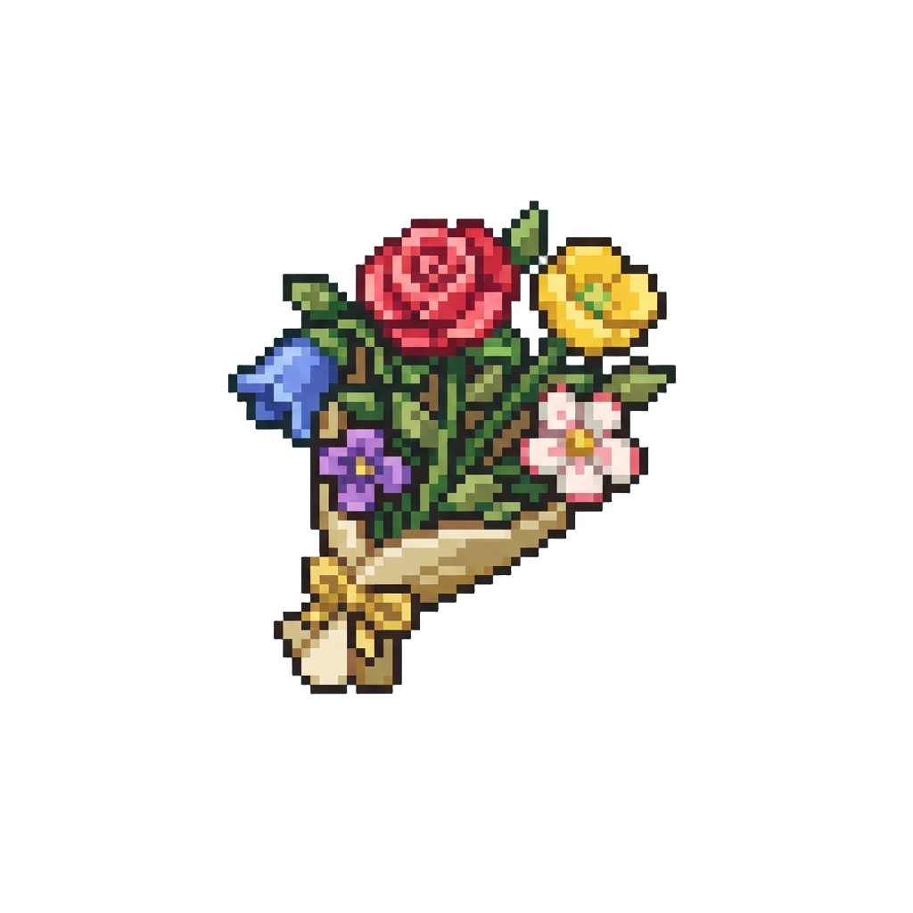 A Flying Bouquet of Colorful Flowers