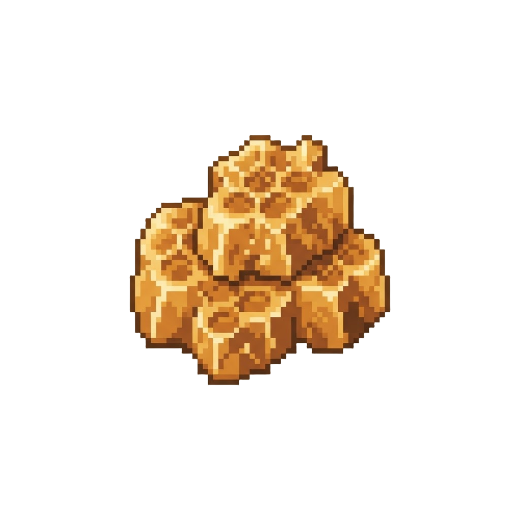 A Golden Honeycomb Candy Cluster