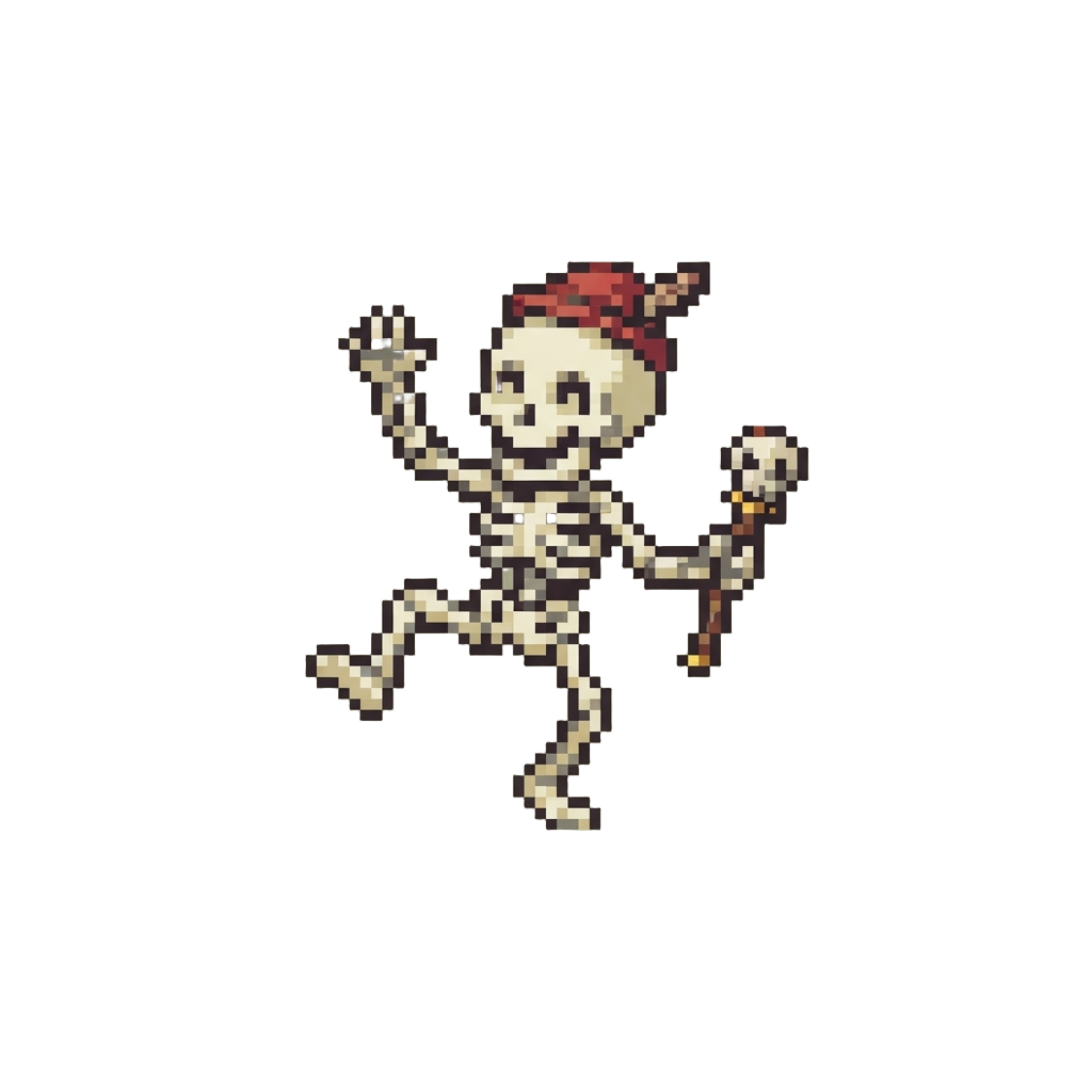A Tiny Goofy Skeleton Doing a Dance