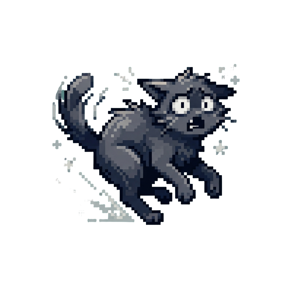 A Flustered Shadow Cat Darting Backward