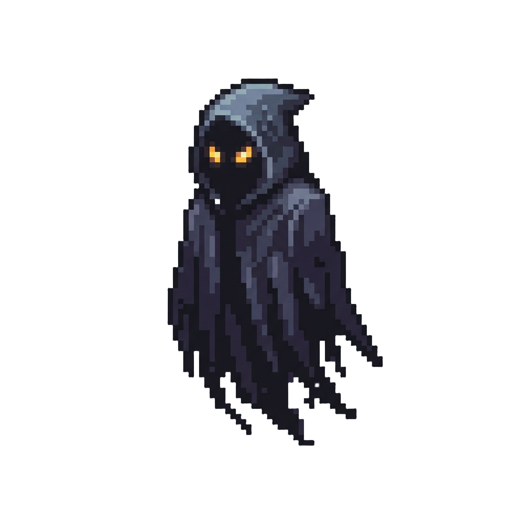A Towering Shadow Ghost with Glowing Eyes