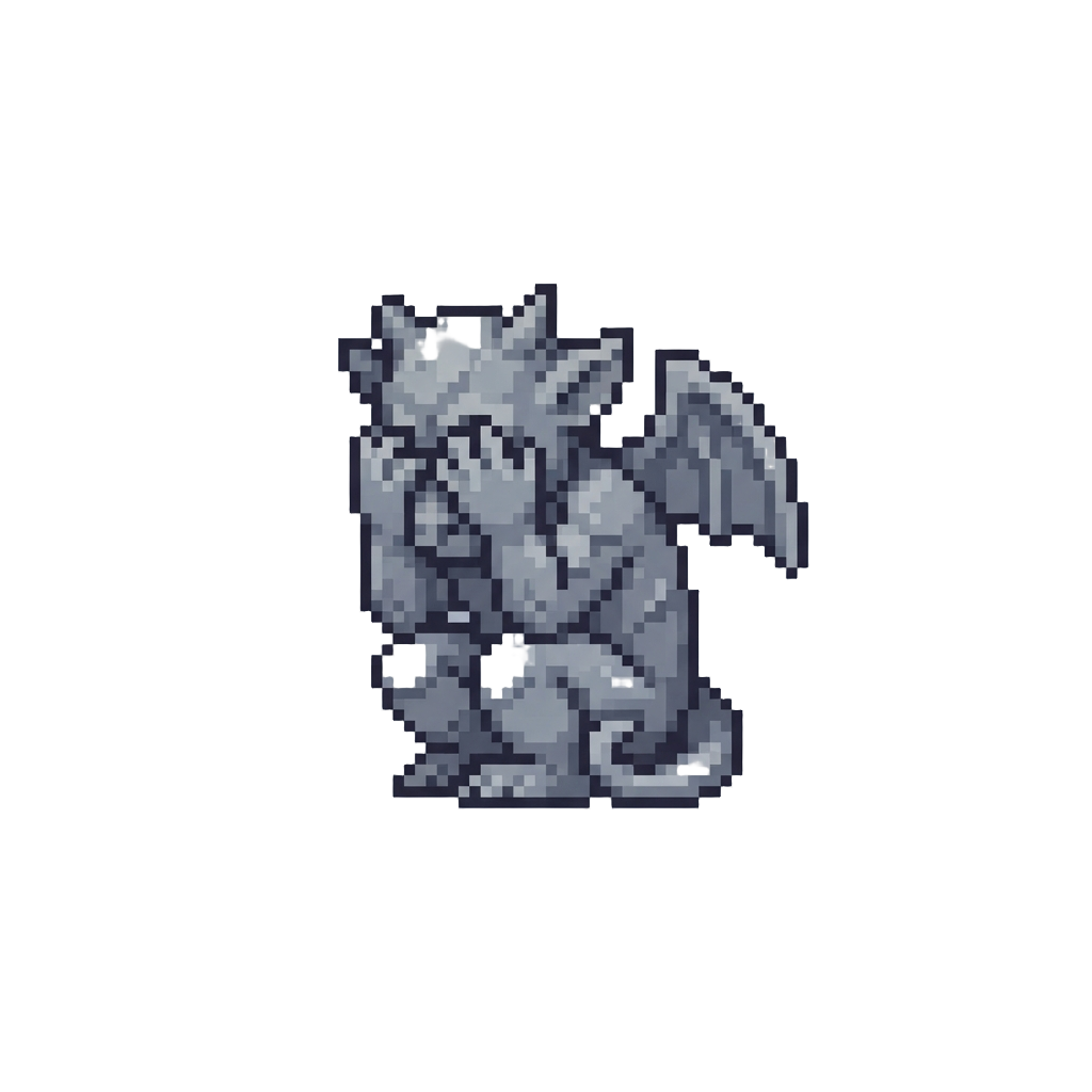 A Shy Little Gargoyle Hiding Its Face
