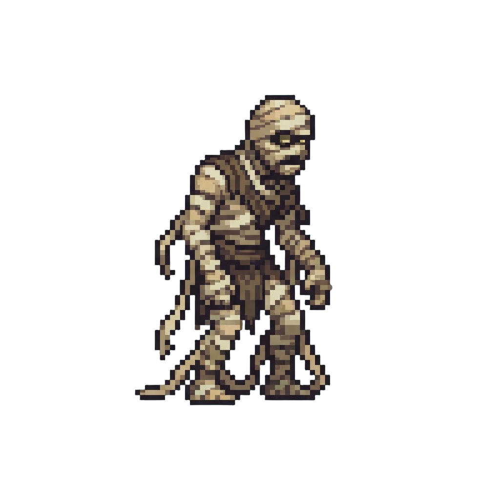 A Creepy Ancient Mummy with Trailing Bandages